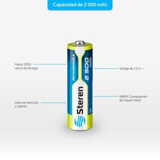 Batería Recargable (USADA) AA 1,2V 2500mAh  STEREN
